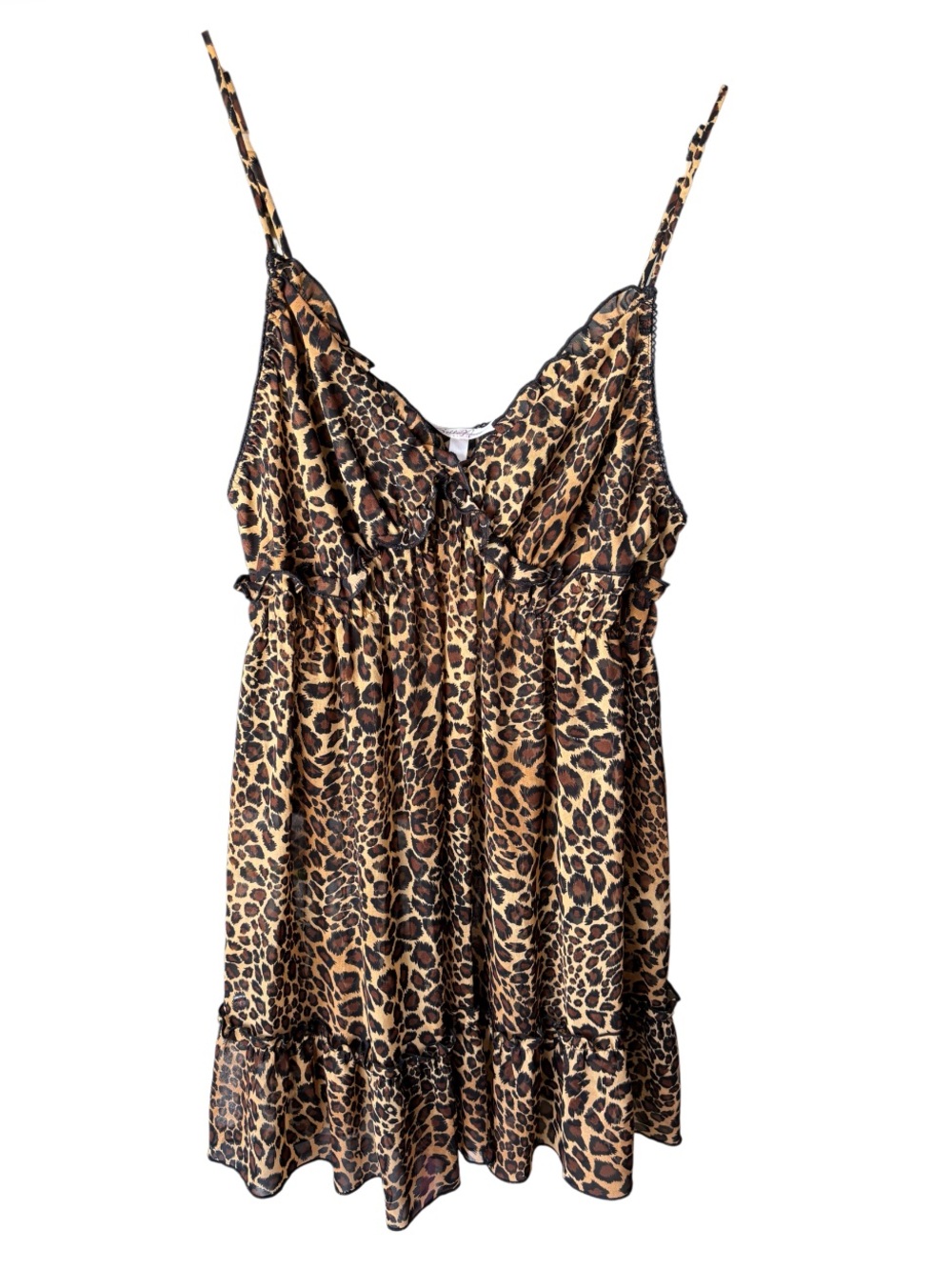 Belle Nuit Intimates | Leopard Print Babydoll Chemise Nightie Sleepwear | L - Picture 3 of 6
